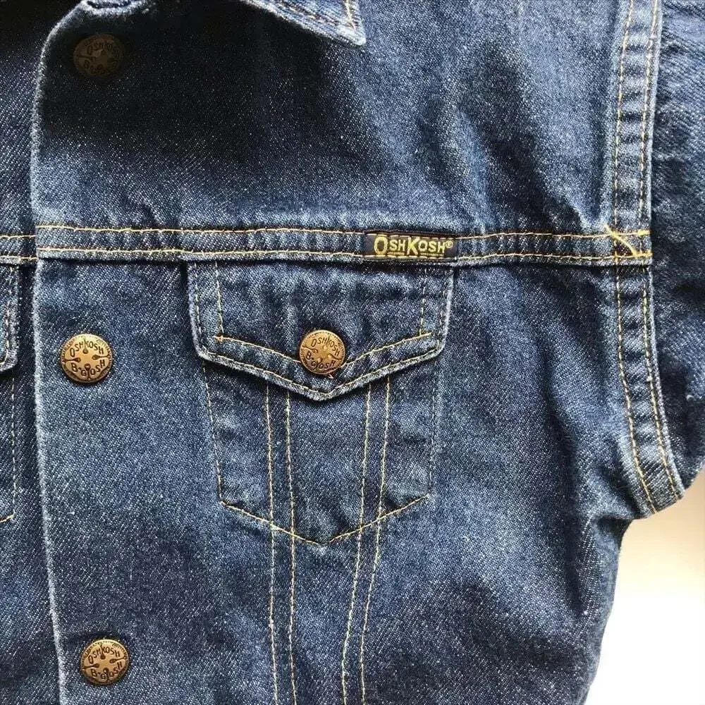 Vintage OshKosh B’gosh Made In USA Denim Trucker Jacket Kids 3T Union Label